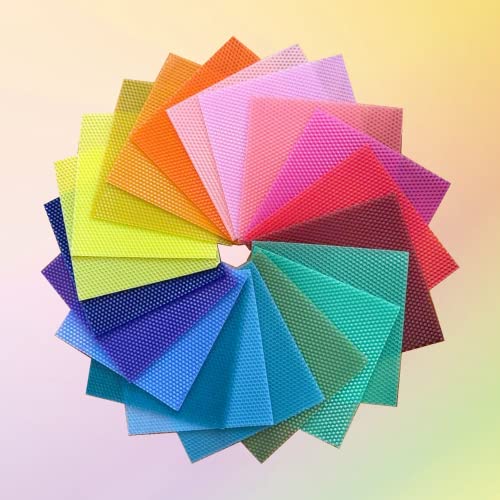 DIY Candles, Beeswax Honeycomb Candle Sheet, Beeswax Candle Making kit - 20 pcs (8 * 8in) in 20 Corlorful, with 30pcs Cotton Wicks, Beeswax Sheet Kit Atozbit