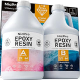 Nicpro 1 Gallon Crystal Clear Epoxy Resin Kit, Not Yellowing & Bubbles Free Resin Food Safe Resin for Coating and Casting, Craft DIY, Jewelry Making Nicpro