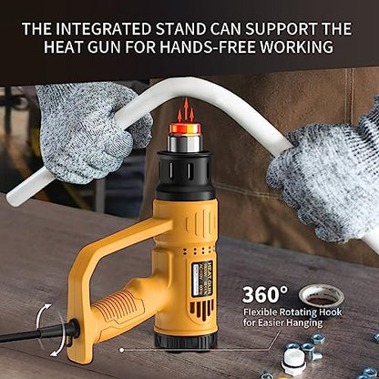 Heat Gun, TGK® HG5100 Dual Temperature Hot air Gun, High And Low Temperature Settings 1112℉/662℉ with Overload Protection, 4 Nozzle Attachments for