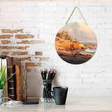 Black Blank Unfinished Wooden Circle Sign Round Hanging Decorative Wood Plaque Wooden Sign with Ropes for DIY Crafts, Door Hanger, Sign, Wood Buring, clothmile