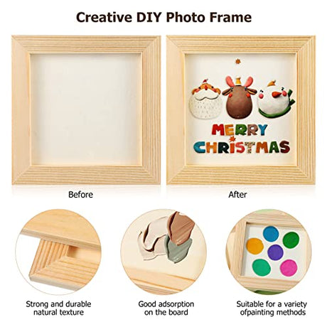 Tofficu 10 Pcs Wooden Picture Frames for Crafts, 4.72X4.72 Unfinished Wooden Frames Paintable Picture Frames, Wood Frames for Crafts Painting Tofficu