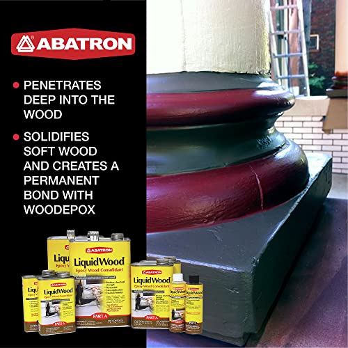 Abatron LiquidWood Kit - 12 Ounce - 2-Part Structural Wood Epoxy Resin - Wood Hardener and Consolidant - Perfect Primer for WoodEpox Epoxy Wood - WoodArtSupply