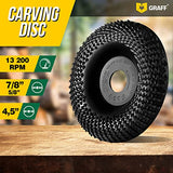 GRAFF Premium Wood Carving Disc 4 1/2 Inch for Angle Grinder - Shaping and Grinding Wheel for Wood, Drywall, Chipboard, Plastic - Woodworking Angle GRAFF