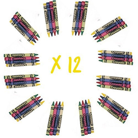 Crayola 4 Pack Full Size Crayons Party Favors Bundle of 12 4 Packs (Contains Blue, Red, Green, Yellow) Crayola