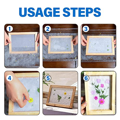 KeaJuidy 5 Size Paper Making Frame Kit Wooden Paper Making Screen Making Frame for DIY Paper Crafts and Dried Flower Handcraft