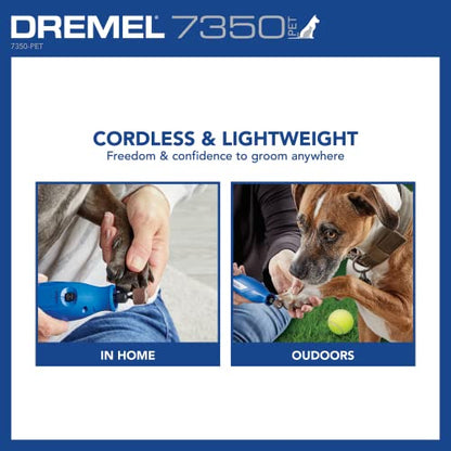 Dremel 7350-PET 4V Pet & Dog Nail Grinder, Easy-To-Use & Safe Nail Trimmer, Professional Pet Grooming Kit - Works on Large, Medium, Small Dogs & Cats - WoodArtSupply