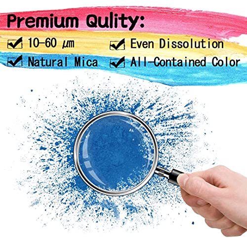 Mica Powder - 60g Mica Powder for Epoxy Resin - Pearl Pigment Powder Dye for Resin/Eye Shadow/Soap Making/Nails/Bath Bombs etc. (Blue) LightStone