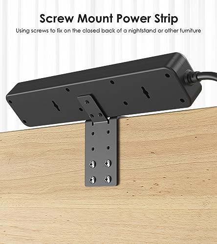JUNNUJ Clamp Power Strip Standing Desk with 30W USB C, 2 in 1 Clip Desktop Surge Protector Edge Mount Outlet with 6 Individual Switches, Fit 2.6 inch JUNNUJ