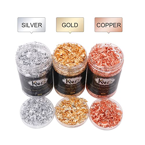 Gold Foil Flakes for Resin, 30g Gold Leaf Flakes for Nail Art, Painting, Crafts, Slime and Resin Jewelry Making (10g / Bottle) - WoodArtSupply