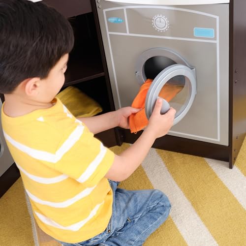 KidKraft Ultimate Corner Wooden Play Kitchen with Lights & Sounds, Play Phone and Curtains, Espresso, Gift for Ages 3+ KidKraft