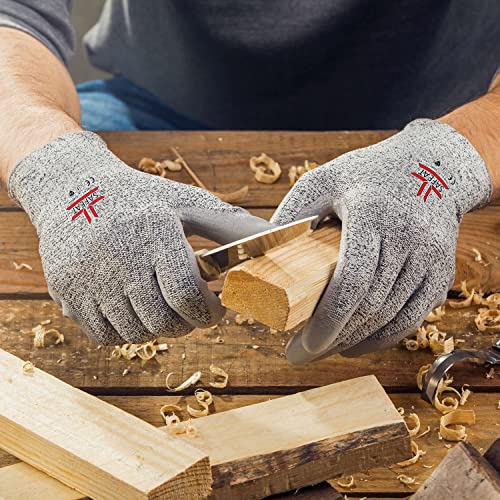 SAFEAT Safety Grip Work Gloves for Men and Women – Protective, Flexible, Cut Resistant, Comfortable PU Coated Palm. Complimentary Ebook Included.