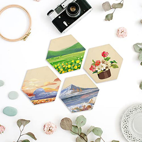 50PCS Unfinished Blank Wood Pieces, 4 Inch Natural Hexagon Wooden Slices Cutouts for DIY Crafts Pyrograph Painting Staining Burning Engraving Carving LepoHome