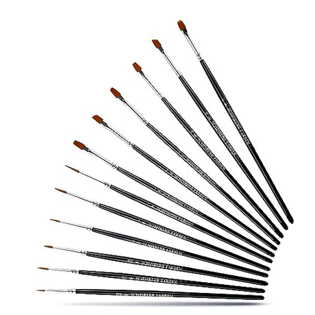 SCHPIRERR FARBEN - 12-Piece Detail Paint Brush Set, Detail Brush Set for Oil Paint, Acrylic & Watercolor, Miniature Paint Brushes, Fine Tip Paint SCHPIRERR FARBEN