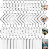 120Pcs Sublimation Keychain Blanks Bulk, DIY MDF 4 Shape Sublimation Blank Keychain with Keyrings, unisex-adult Double-Sided Printed Heat Transfer Acejoz