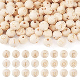 Craftdady 100Pcs 14-16mm Large Hole Wood Beads Round Letter Beads Vowel A E I O U Wooden European Beads Alphabet Beads for DIY Garland Macrame Craftdady