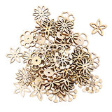 Artibetter 50pcs Flower Theme Mini Laser cuts Wood Shapes (Mixed Pattern) ARTIBETTER