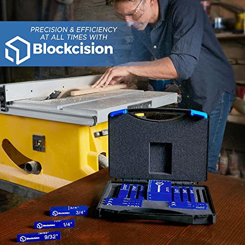 Blockcision Setup Blocks Woodworking Tools - 16-Piece Gauge Block Set with Precision Ruler-Marked Bars, Case, Carpenter Pencil & Square - Aluminum - WoodArtSupply