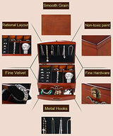 E-isata Solid Wooden Jewellery Box Jewelry Storage Box Organizer for Earring Bracelet Gift for Women Girlfriend Birthday Aniversary (Middle) E-isata