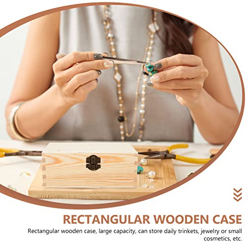 Zerodeko 2pcs Kids Jewelry Organizer Portable Jewelry Organiz Unfinished Wood Crafts Wood Storage Trunk Country Jewelry DIY Wooden Storage Cases Zerodeko