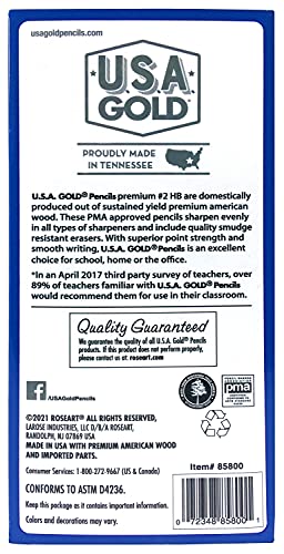 Cra-Z-art U.S.A. Gold Pre-sharpened American Wood Cased #2 HB Yellow Pencils, 96 Pack - WoodArtSupply