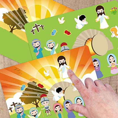 Make an Easter He Lives Sticker Scenes Resurrection Stickers 11 Sets for Kids Indoor Bible Games Activities