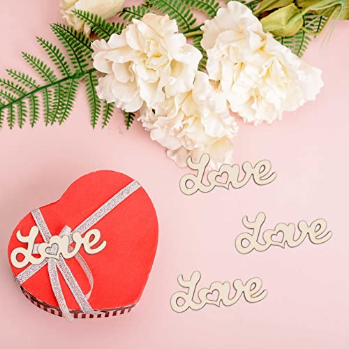 20pcs Love Wood DIY Crafts Cutouts Wooden Love Heart Shaped Slices Embellishments Gift Ornaments for Wedding Birthday Party Home Decorations Creaides