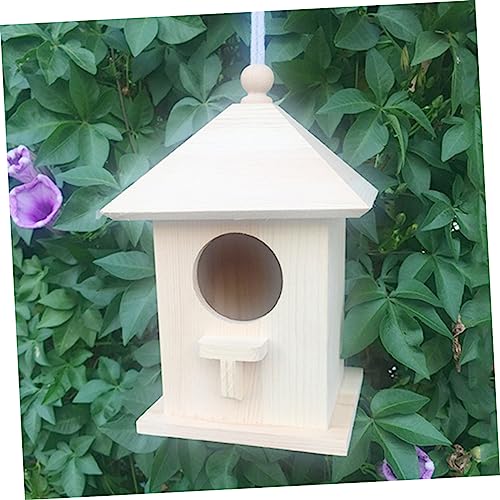 Yardwe 2 Pcs Birdhouse Making Kit Hand Decor Unfinished Wood Birdhouse Kits Bird House for Crafts Hanging Bird House Decor DIY Bird House Log Cabin Yardwe