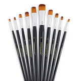 Transon Synthetic Filbert Paint Brush Set 10pcs for Acrylic Watercolor Gouache Art Painting and Body Craft Painting TRANSON