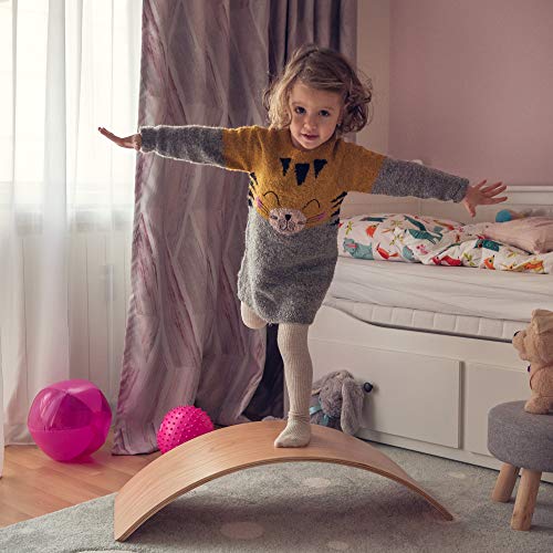 Montessori Wooden Wobble Board for Kids & Adults - 35" & 100% Natural Wood Balance Board, Toddler Balancing Toy, Unique Boys & Girls Open Ended Toys nutty toys
