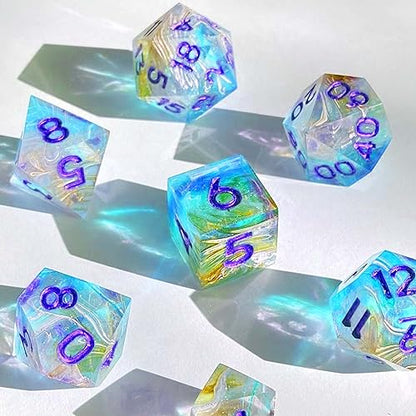 Juome Dice Resin Molds Silicone, DND Dice Silicone Molds for Epoxy Resin Casting with 7 Standard Stereoscopic Dice Cavities, Resin Mold for DIY Dices