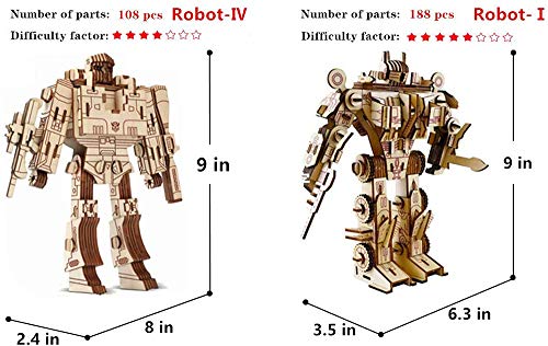 Chiyuehe Robot Puzzles 3D Wooden Building Blocks Model Self-Assembly Craft Kit DIY Brain Teaser Toys Best Gifts for Women & Men(Robot) - WoodArtSupply