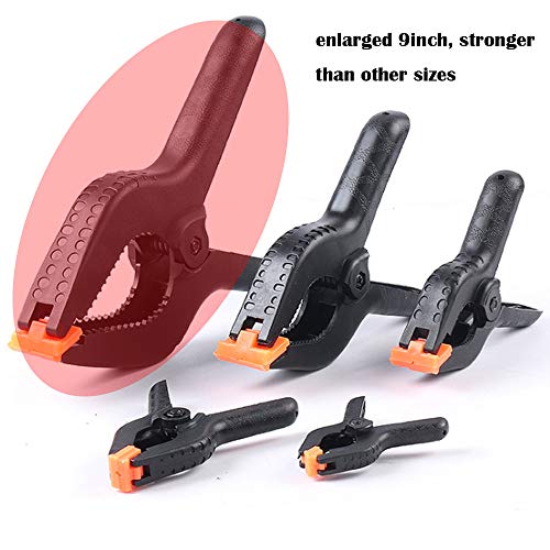 ONDY 2 Pack Of 9” Large Spring Clamps Heavy Duty Nylon Muslin Woodworking Clamps Photo Studio Backdrops Backgrounds Clamps Set, the Jaws Have a ONDY