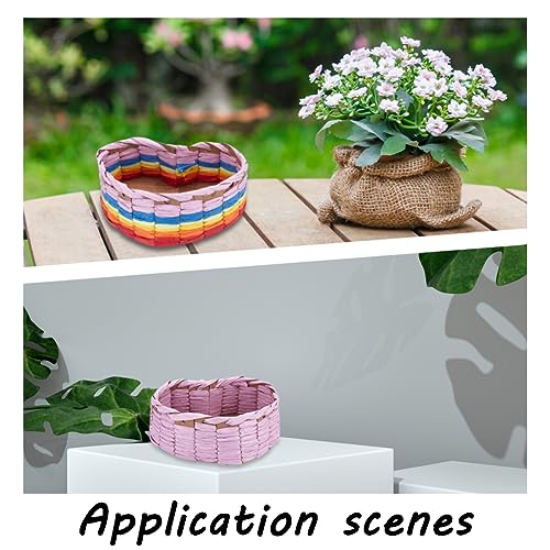 FREEBLOSS 8 Set Heart Style Basket Weaving Kit Introductory Sewing for Beginners, Creative Woven Bowl Suitable for for Kids Arts and Crafts Projects FREEBLOSS