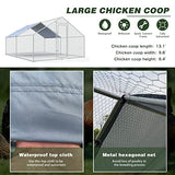 Large Metal Chicken Coop Walk-in Poultry Cage Chicken Run Pen Dog Kennel Duck House with Waterproof and Anti-Ultraviolet Cover for Outdoor Farm iclbc