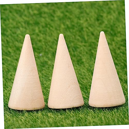 ABOOFAN 60 Pcs Diy Cone Wood Cone Jewelry Holder Unfinished Christmas Tree Cone Wood Jewelry Organizer Ring Cone Holder Wood Ring Wooden Toy Jewelry ABOOFAN