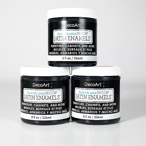 DecoArt Satin Enamels Classic Black, 8 fl oz, Jar (Pack of 3) DecoArt