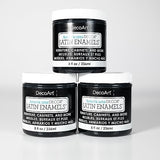 DecoArt Satin Enamels Classic Black, 8 fl oz, Jar (Pack of 3) DecoArt
