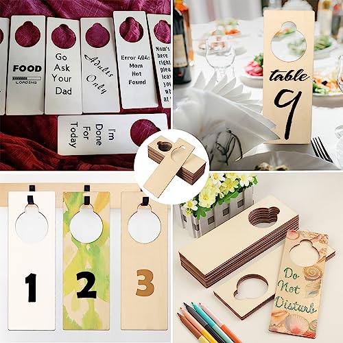 40 Pieces Unfinished Wood Door Knob Hangers, 8.7 x 3.15 x 0.1 Inch, Door Knob Signs for Painting, DIY Craft, Home, Office Hotel Decoration, Business GNIEMCKIN