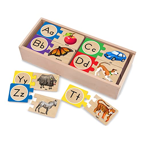 Melissa & Doug Self-Correcting Alphabet Wooden Puzzles With Storage Box (52 pcs) - ABC Puzzles, Wooden Alphabet Puzzle For Kids Ages 4+ Melissa & Doug