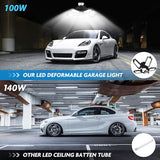 BRAINIAC LED Garage Light Bulbs, 100W 10000LM Super Bright Garage Lighting with 5 Adjustable Panels, E26/E27 Screw-in Deformable Led Garage Ceiling BRAINIAC