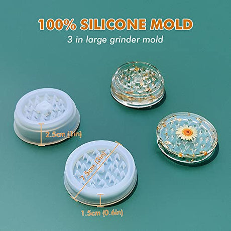 YIGWANG Rectangle Resin Tray Molds with Edges for Resin Casting, Jar Mold with Lid and Grinder Mold, Large Silicone Rolling Tray Molds DIY Jewelry YIGWANG