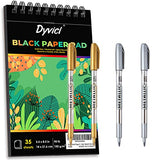 Dyvicl Premium Metallic Markers Pens Silver and Gold Paint Pens Black Paper Pad Dyvicl