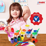 J MARK Toddler Painting Set – 32 Piece Complete Toddler Paint Set, Spill Proof Paint Cups for Kids, Washable Paint for Toddlers, Smock, Brushes and J MARK