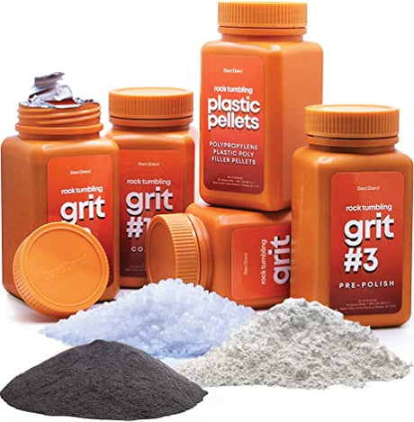 Dan&Darci Rock Tumbler Grit Refill Kit - 3.5 Pounds Grits Media + Poly Plastic Pellets - Rocks Polishing Refills for Any Brand Rock Tumblers - Rock Dan&Darci