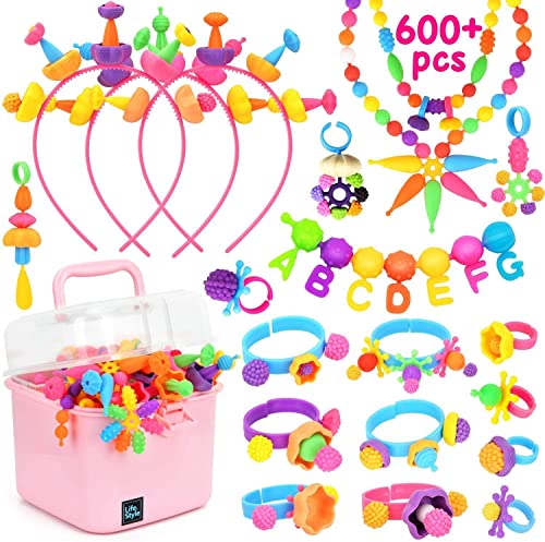 NIDOOT Pop Beads, Girls Jewelry Making Kit, Bracelet Making Kit for Girls, 550Pc+ Snap Beads for Kids, Girl Toys Age 4-5, 5 6 Year Old Girl Gift, NIDOOT