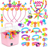 NIDOOT Pop Beads, Girls Jewelry Making Kit, Bracelet Making Kit for Girls, 550Pc+ Snap Beads for Kids, Girl Toys Age 4-5, 5 6 Year Old Girl Gift, NIDOOT