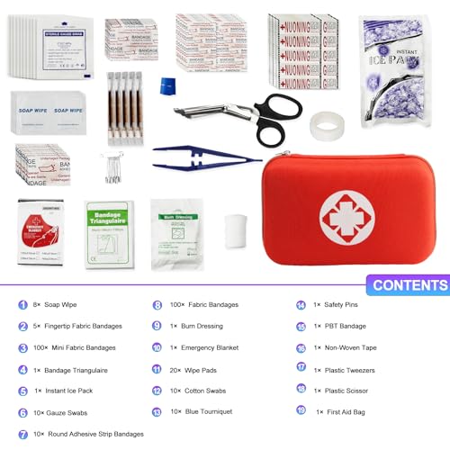 275Pcs Travel First Aid Kits for Car Emergency Preparedness Items Urgent Accident Essentials Kit Survival Gear Equipment Sports First Aid Kit for - WoodArtSupply