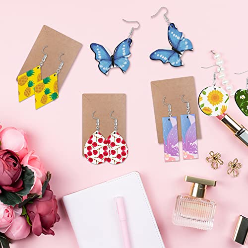 360pcs Sublimation Blanks Products, 7 Styles 70pcs Sublimation Earrings Blanks Wood Earring Blanks, Earring Hooks,Jump Rings, Cardboard Holder, Clear