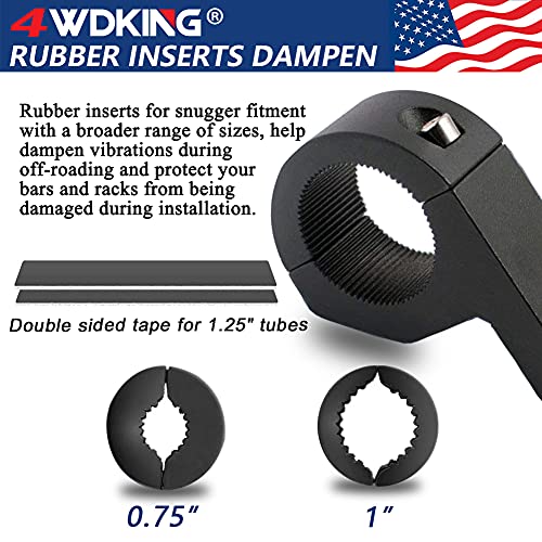 Horizontal Bar Clamp Mounting Kit - 4WDKING 2PCS 0.75"/1"/1.25" LED Light Bar LED Pods Fog Driving Lights Brackets for Bull Bar Tube Roof Roll Cage 4WDKING