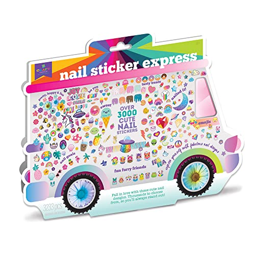 Craft-tastic — Nail Sticker Express — Nail Art Kit — Regular, Gold Foil, & Glitter Stickers — Ages 8+ - WoodArtSupply